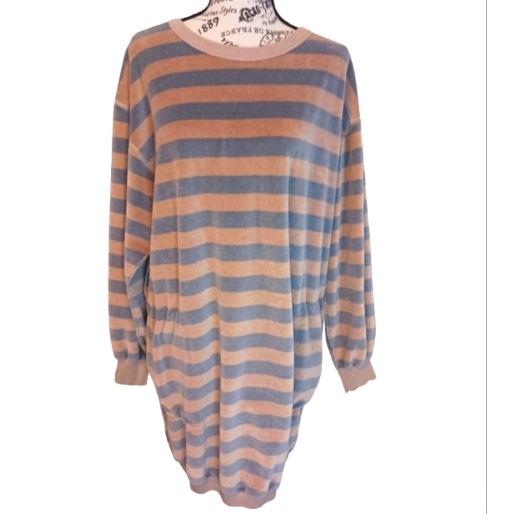 Vintage 80's rare Sonia Rykiel Paris Velour striped dress. Size M/L